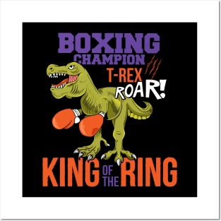 T Rex Boxing Roar Illustration Posters and Art